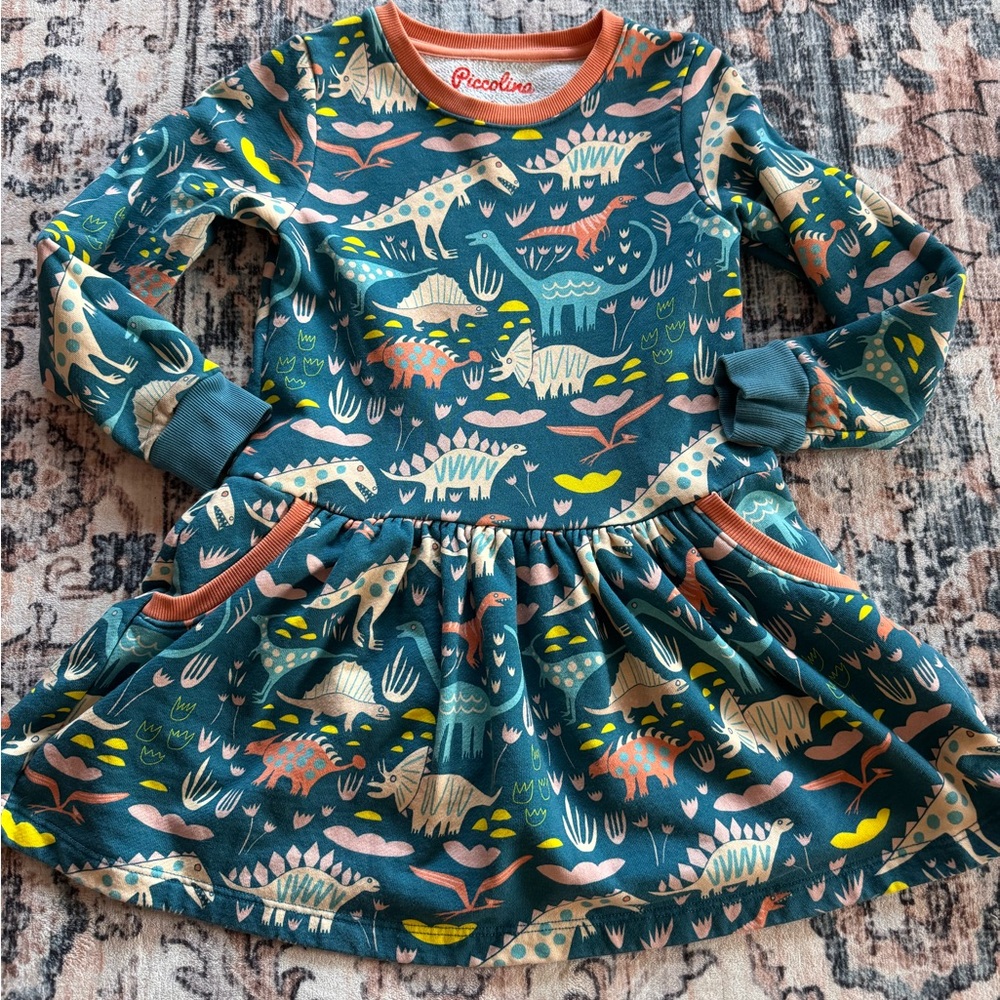 Piccolina Dinosaur Print Dress